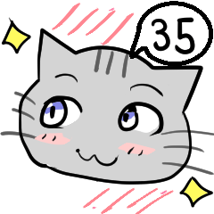 A speech bubble cat that says a word 35