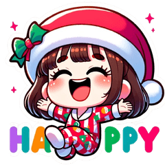 Cute Santa Girl's Daily Emotions