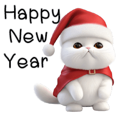 White cat Happy new year EN