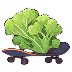 Broccoli and skateboard.