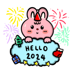 Pinky Rabbit Happy New Year 2024