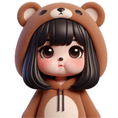 Little girl wearing a cute bear costume