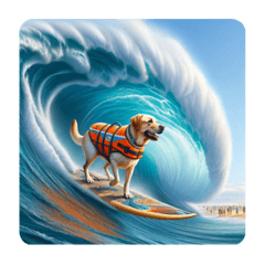 波に乗る犬