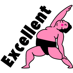 neon-colored Sekiwake doin'Yoga in ENG