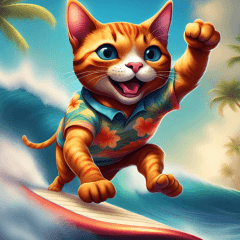 Cute surfing cat.