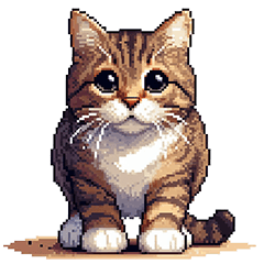 Pixel Art Brown Tabby Cat
