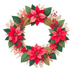 poinsettia flower wreath sticker