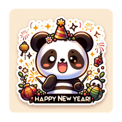 "Stiker Panda Lucu Menyambut Tahun Baru"