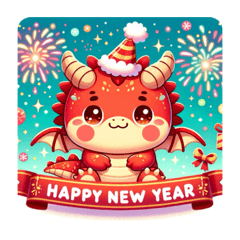 "New Year Joy with Cute Dragon"