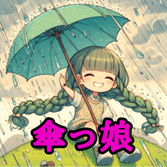 Cute girls holding umbrellas