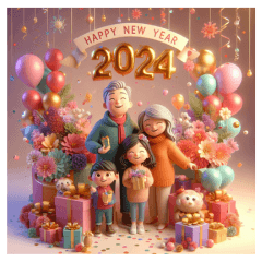 ep5 HAPPY NEW YEAR 2024 cartoon style