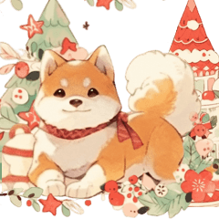 Corgi dog in Christmas theme