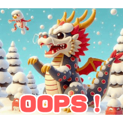 Snow Playing Dragon Stickers ENG
