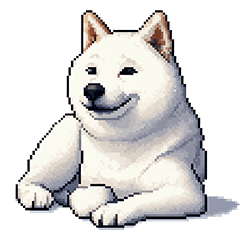 Pixel Art White Shiba dog