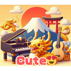 Dragon playing the piano,Mt.Fuji ENG