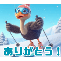 Charming Skiing Ostrich