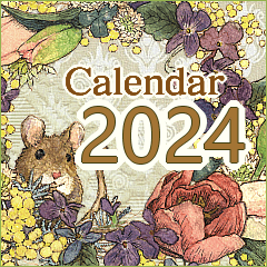 ◆2024カレンダー◆小動物＋花/水彩/BIG