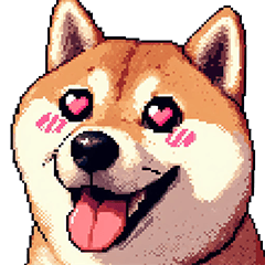 Pixel Art Love Shiba dog
