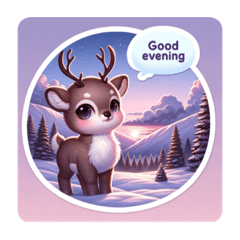 "Cute Reindeer's Snowy Mountain Life"