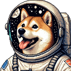 Pixel Art Space Shiba dog