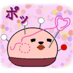 Pincushion character's greeting stickers