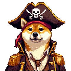 Pixel Art Pirates Shiba dog