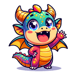 Cute two-dimensional dragon stickers