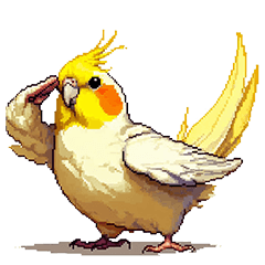 Pixel Art Cockatiel Yellow Bird