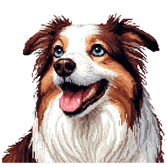 Pixel art Border collie  Brown Red dog