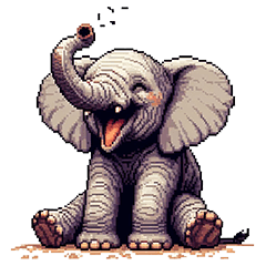 Pixel Art Elephant Sticker