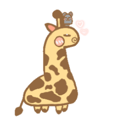 Lovely giraffe and little mouse