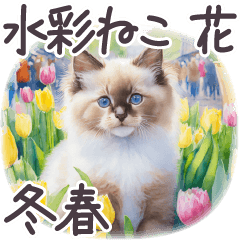 Cat & Flower Stickers France/WIN-SPR