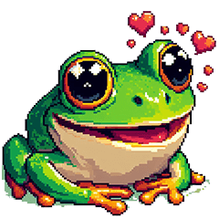 Pixel Art Frog green
