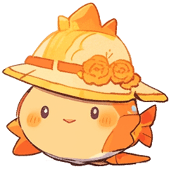 Goldfish wearing a cute hat. Emoji.