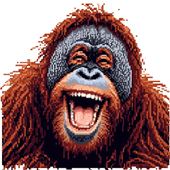 Pixel Art Orangutan Monkey