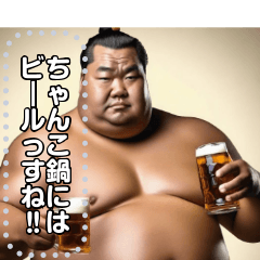 Sumo wrestler in drinking room