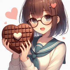 Valentine sticker for girl with glasses
