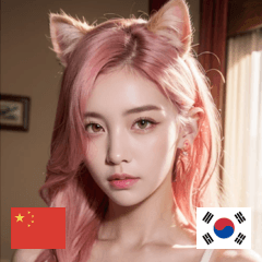 CN KR pink cat girl