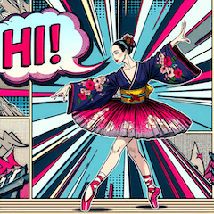 Comic-Style Kimono Ballerina Stickers!