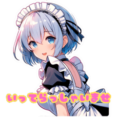 Moe cute maid with blue hair3