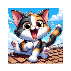 Energetic calico cat LINE stickers.