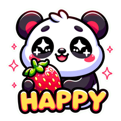 Strawberry-Loving Panda