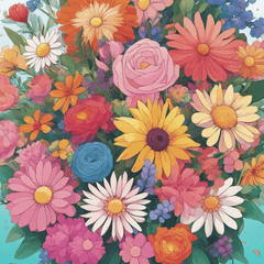 "Everyday flowers" line stamp