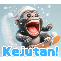 Snowy Gorilla Playtime:Indonesian