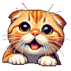 Pixel Art Scottish Flod Red cat