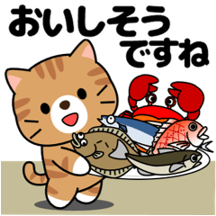 Pop-up! Brown tabby cat "food"