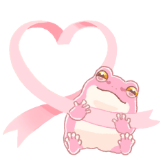 pink ribbon day frog sticker (resale)