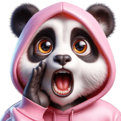 anthropomorphic pink hoodie panda