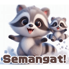 Snowy Raccoon Playtime:Indonesian