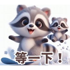 Snowy Raccoon Playtime:Chinese